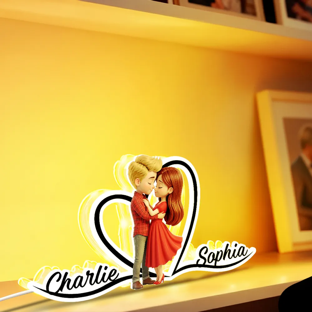 Personalized Couple Hugging Acrylic Car Hanger Rearview Mirror Decor, Cute Cartoon Style, Unique Romantic Gift for Him or Her - Image 9