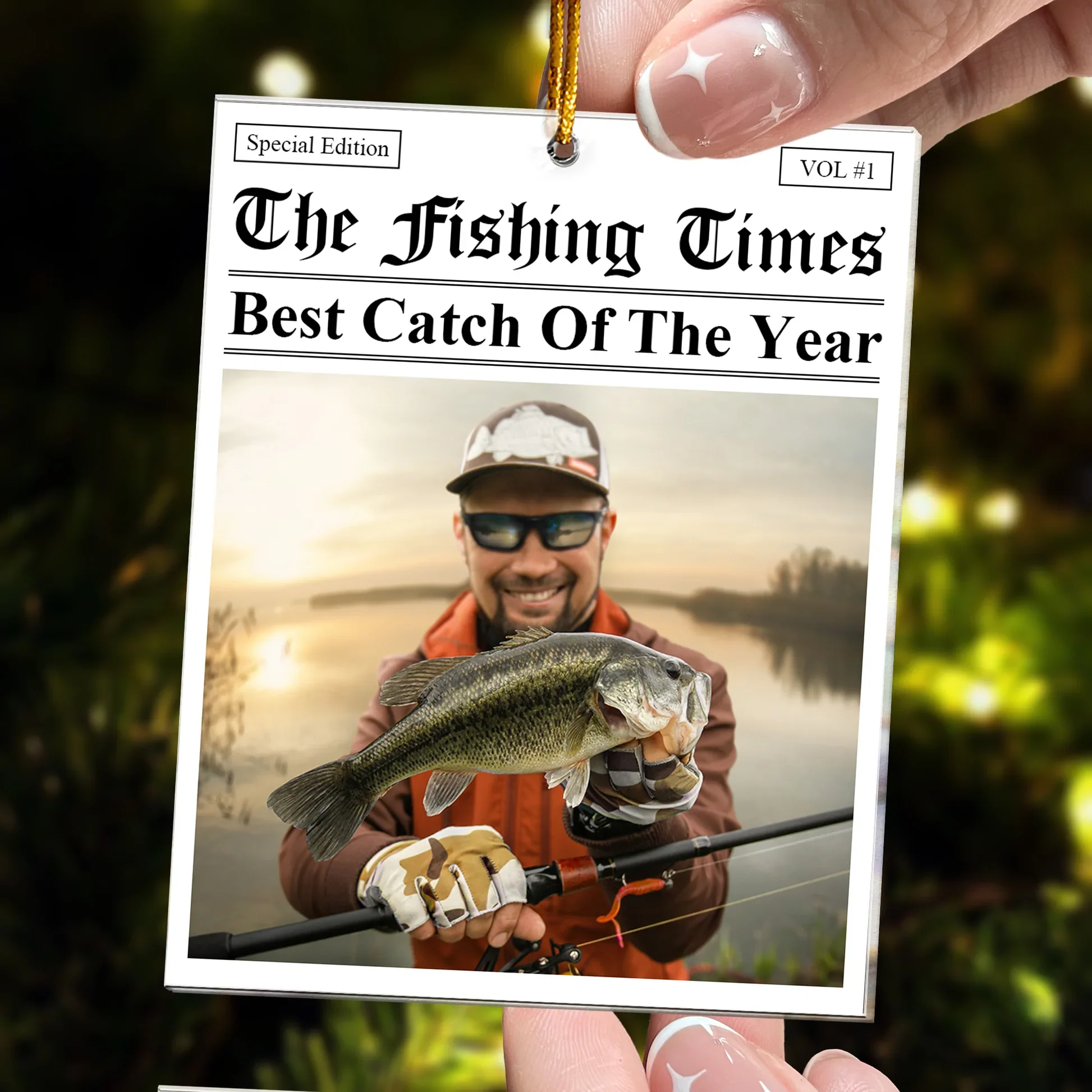 Acrylic Ornament The Fishing Times Best Catch Of The Year Photo Style Lake Fishing Unique Gift For Anglers - Image 3