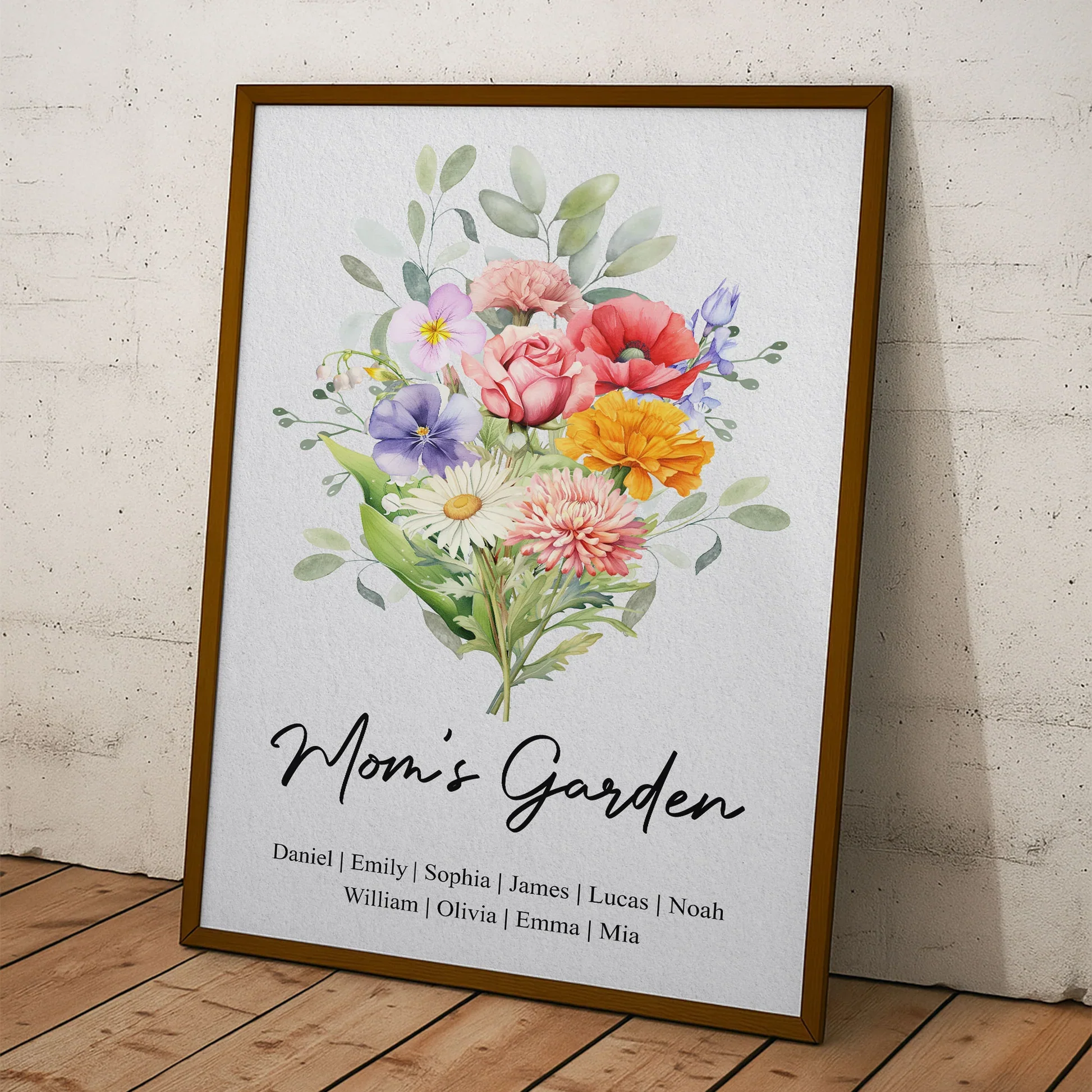 Personalized Birth Flower Bouquet Poster for Mom's Garden - Watercolor Family Keepsake, Unique Gift for Mom or Grandma - Image 5