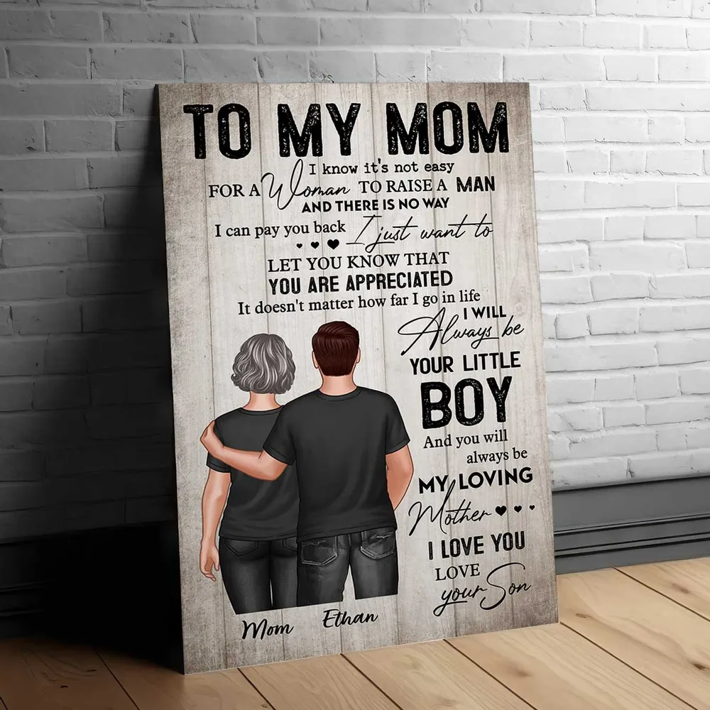 To My Mom From Son Personalized Poster, Always Be Your Little Boy Quote Wall Art, Meaningful Unique Gift for Mom - Image 2