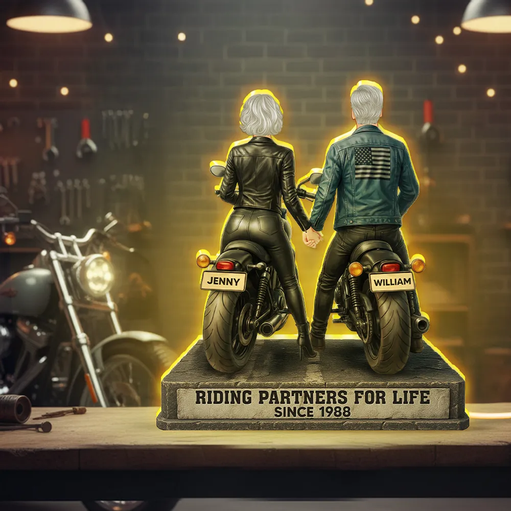 Riding Partners for Life Acrylic Car Hanger, Personalized Couple on Motorcycles Rearview Mirror Decor, Sentimental Gift for Couples - Image 11