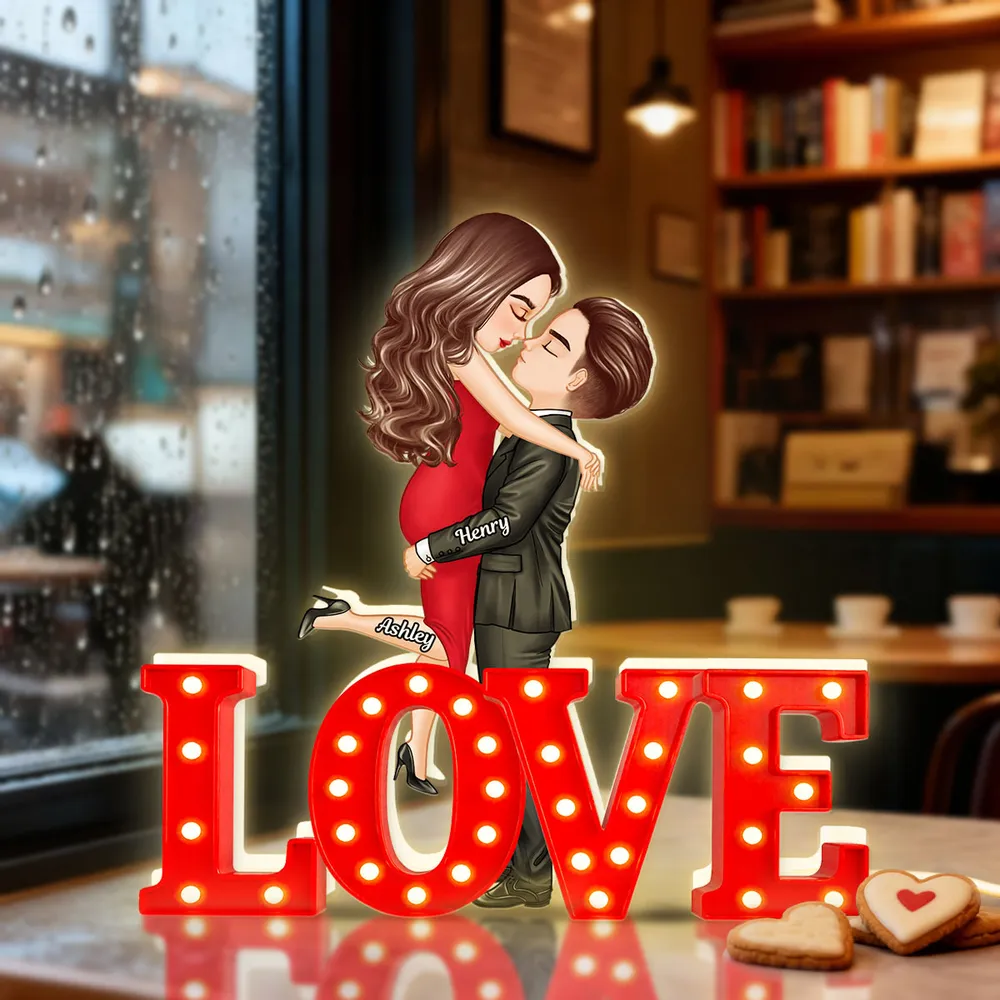 Personalized Love Acrylic Light Box, Kissing Couple in Warm Glow, Unique Romantic Gift for Wife Husband Girlfriend Boyfriend - Image 5