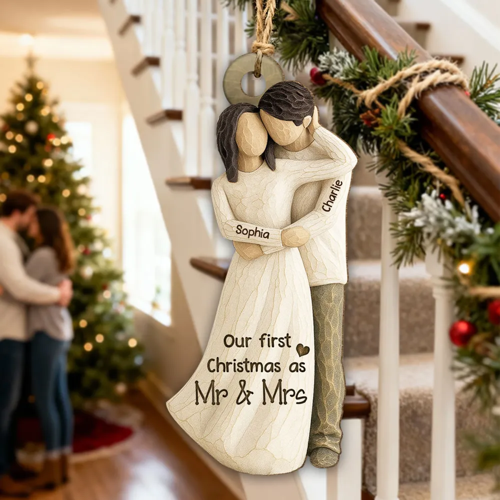 Wooden Ornament Personalized Couple Keepsake With Cozy Neutral Style - Sweet Holiday Gift That Says 'You & Me We got this' - Image 2