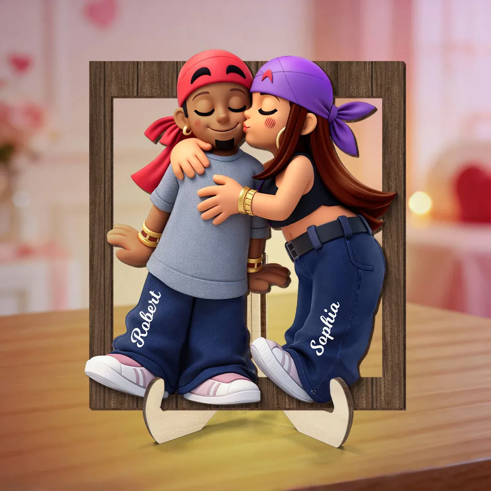 Personalized 2-Layer Wooden Plaque Cute Couple Kissing Keepsake for Bedroom Decor, A Unique Gift for Him or Her - Image 7