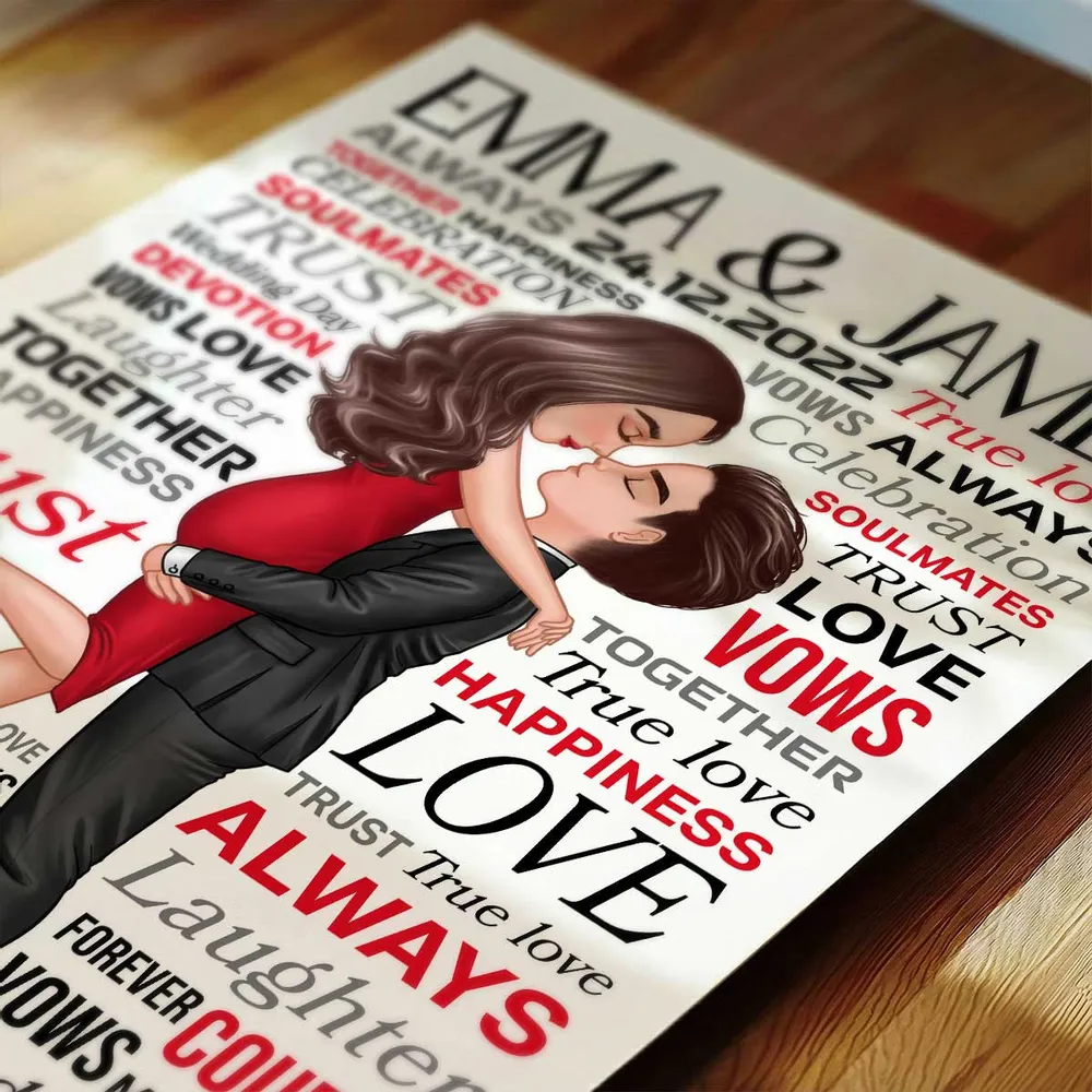 Personalized Couple Word Art Poster Romantic Hugging Kissing Wall Decor Unique Creative Gift For Wife Or Husband - Image 7