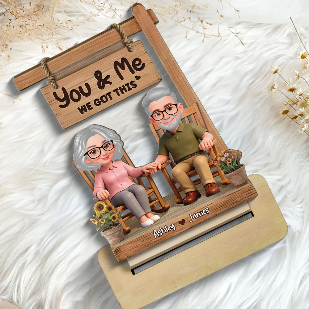Personalized 2-Layer Wooden Plaque Rocking Chair Couple, You & Me We Got This, Unique Romantic Gift for Husband or Wife - Image 5