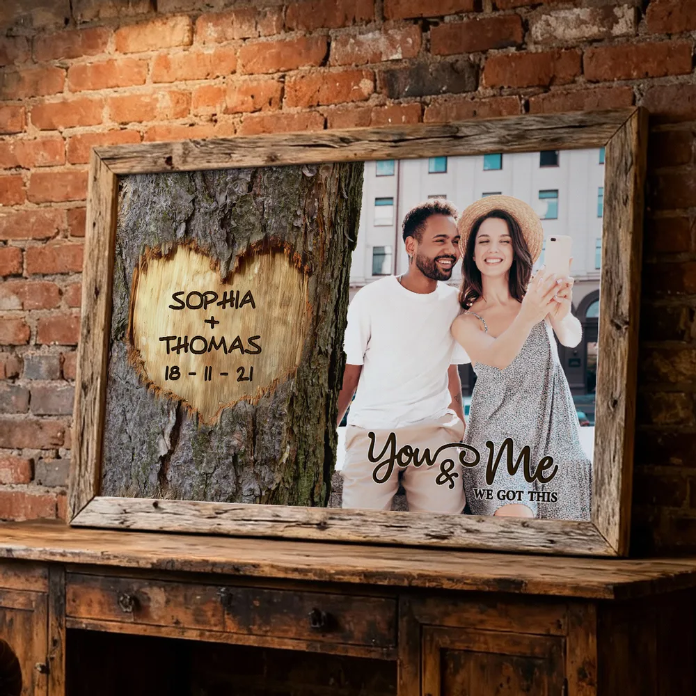 You & Me We Got This Couple Poster, Personalized Photo Wall Art with Rustic Tree Heart Vibe, Sweet Gift for Couples - Image 3