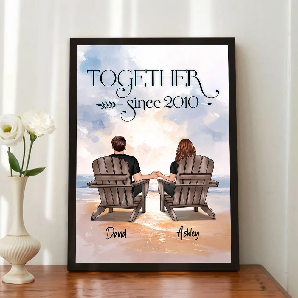 You & Me Forever Couple Poster, Personalized Beach Sunset Wall Decor, Sweet Romantic Gift for Couple - Image 6