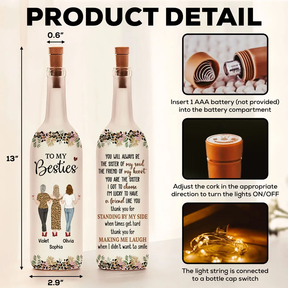 To My Bestie Bottle Lamp, Personalized Friendship Quote With Soft Ambient Light, Thoughtful Gift for Best Friend - Image 4