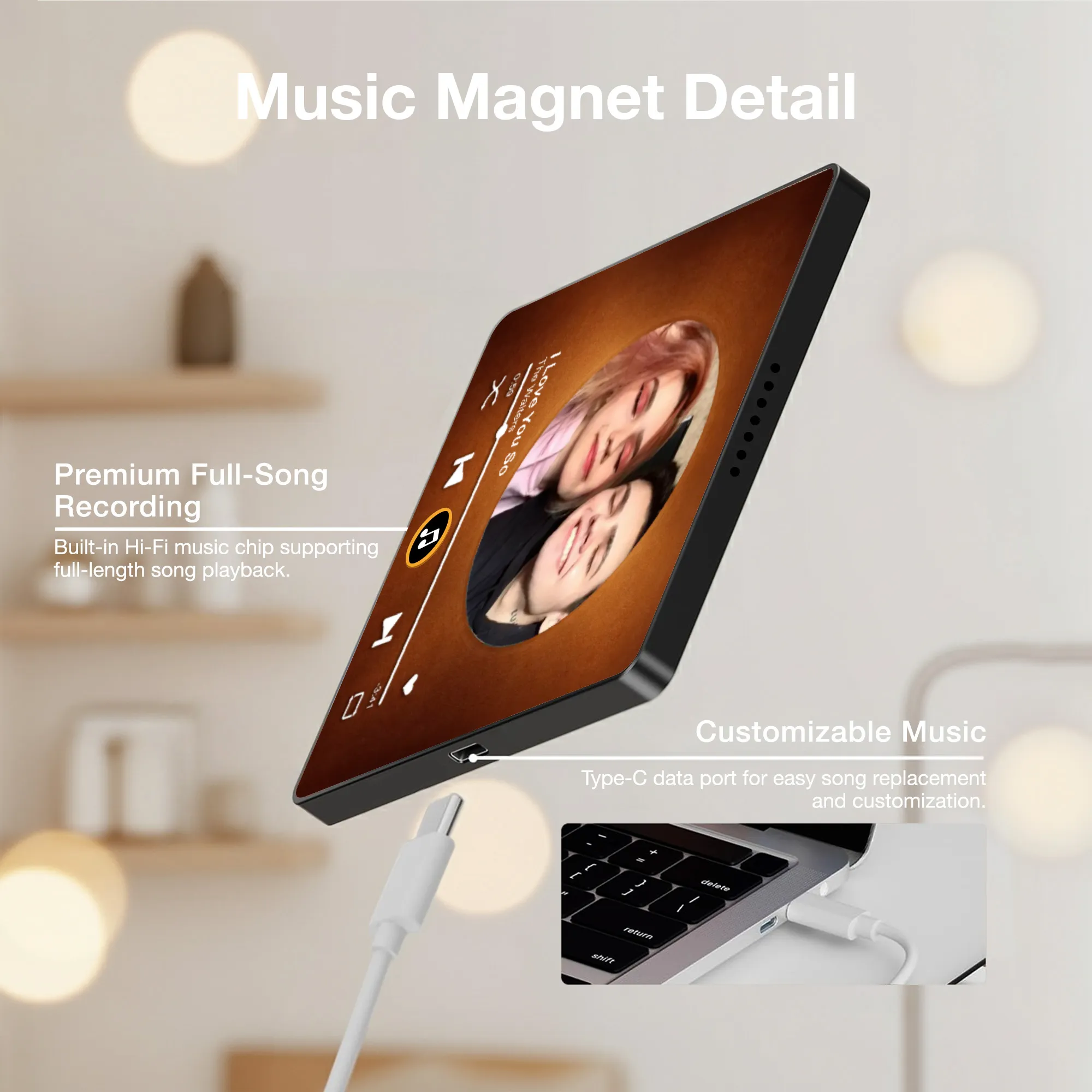 Acrylic Music Magnet Personalized Photo Song Player Keepsake for Fridge Anniversary Gift or Valentine's Day Gift for Her or Him - Image 6