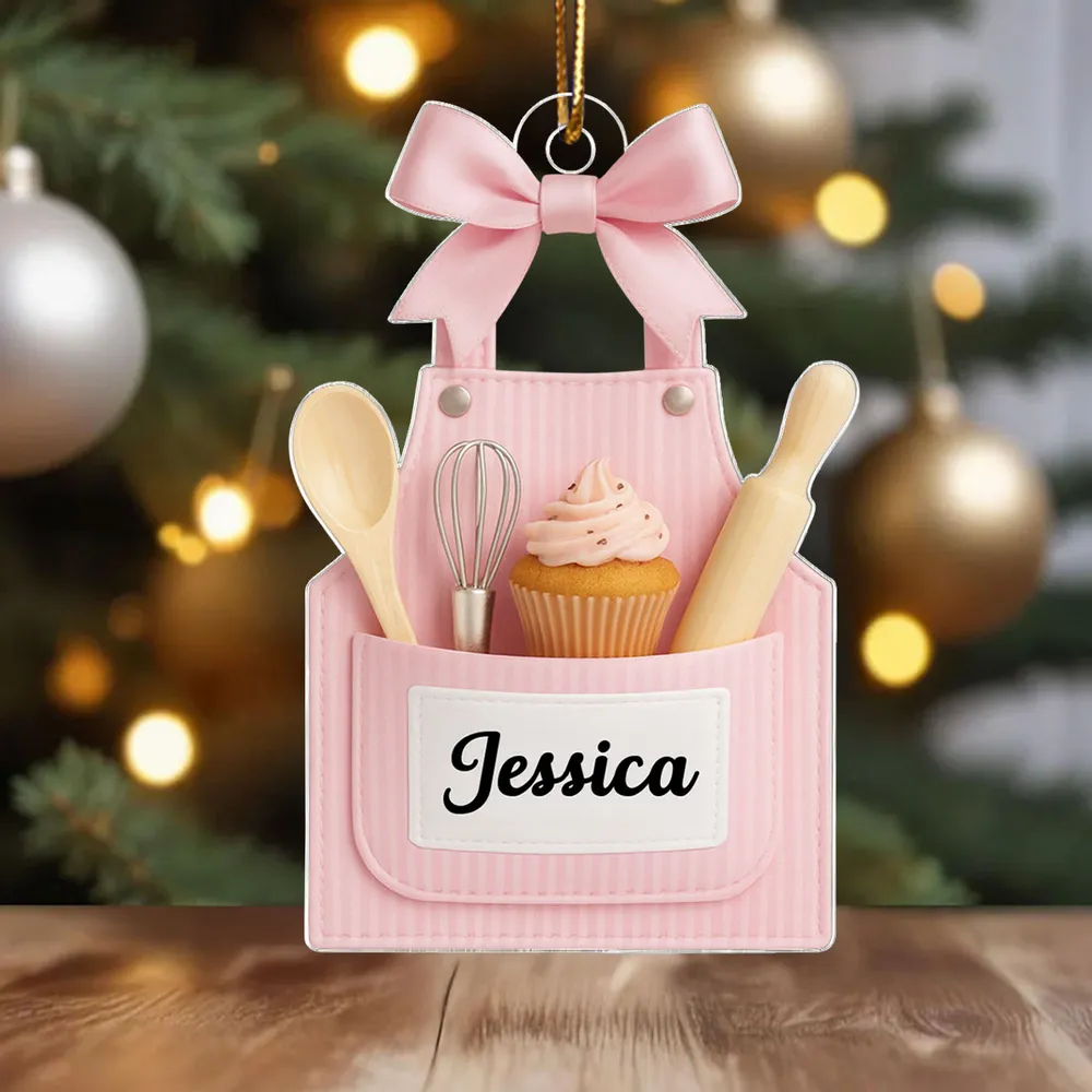 Acrylic Ornament Personalized Sweet Baking Apron with Cupcake Look for Holiday Home Decor, Heartwarming Gift for Her - Image 5