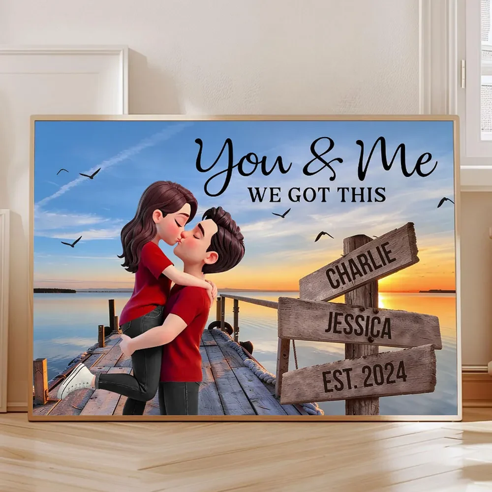 You & Me We Got This Sunset Lake Dock Poster, Personalized Romantic Keepsake, Unique Couple Gift