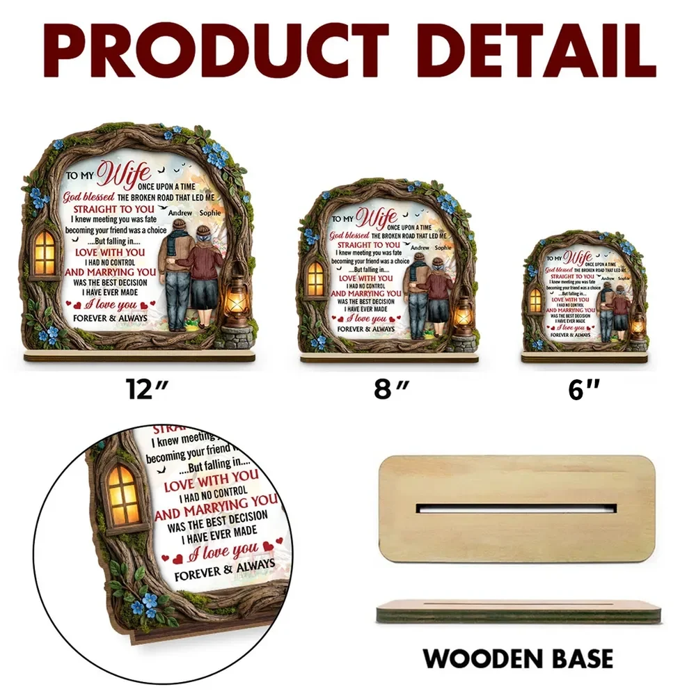 To My Wife Personalized 2-Layer Wooden Plaque, Heartwarming Forever & Always Quote, Thoughtful Unique Gift for Her - Image 4