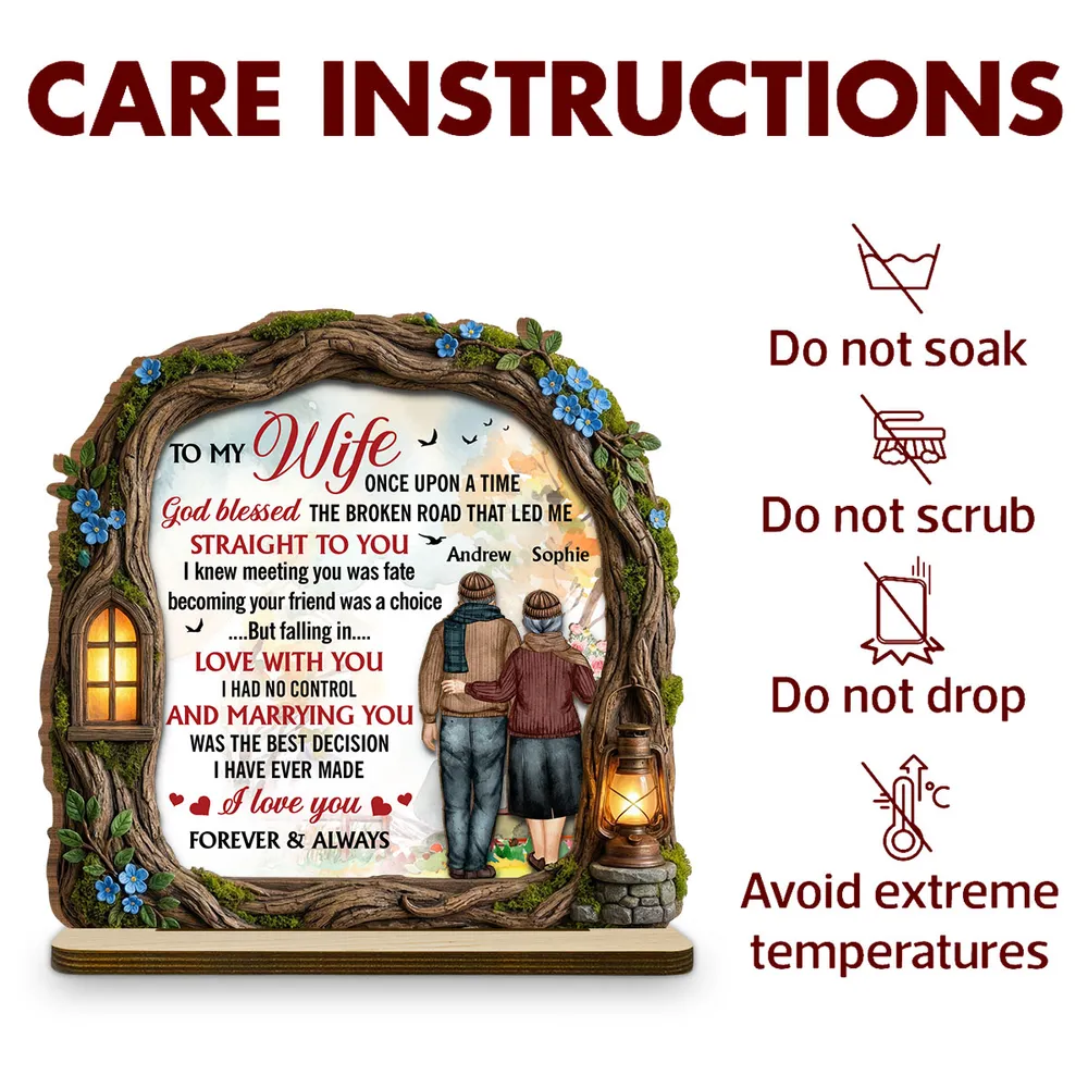 To My Wife Personalized 2-Layer Wooden Plaque, Heartwarming Forever & Always Quote, Thoughtful Unique Gift for Her - Image 5