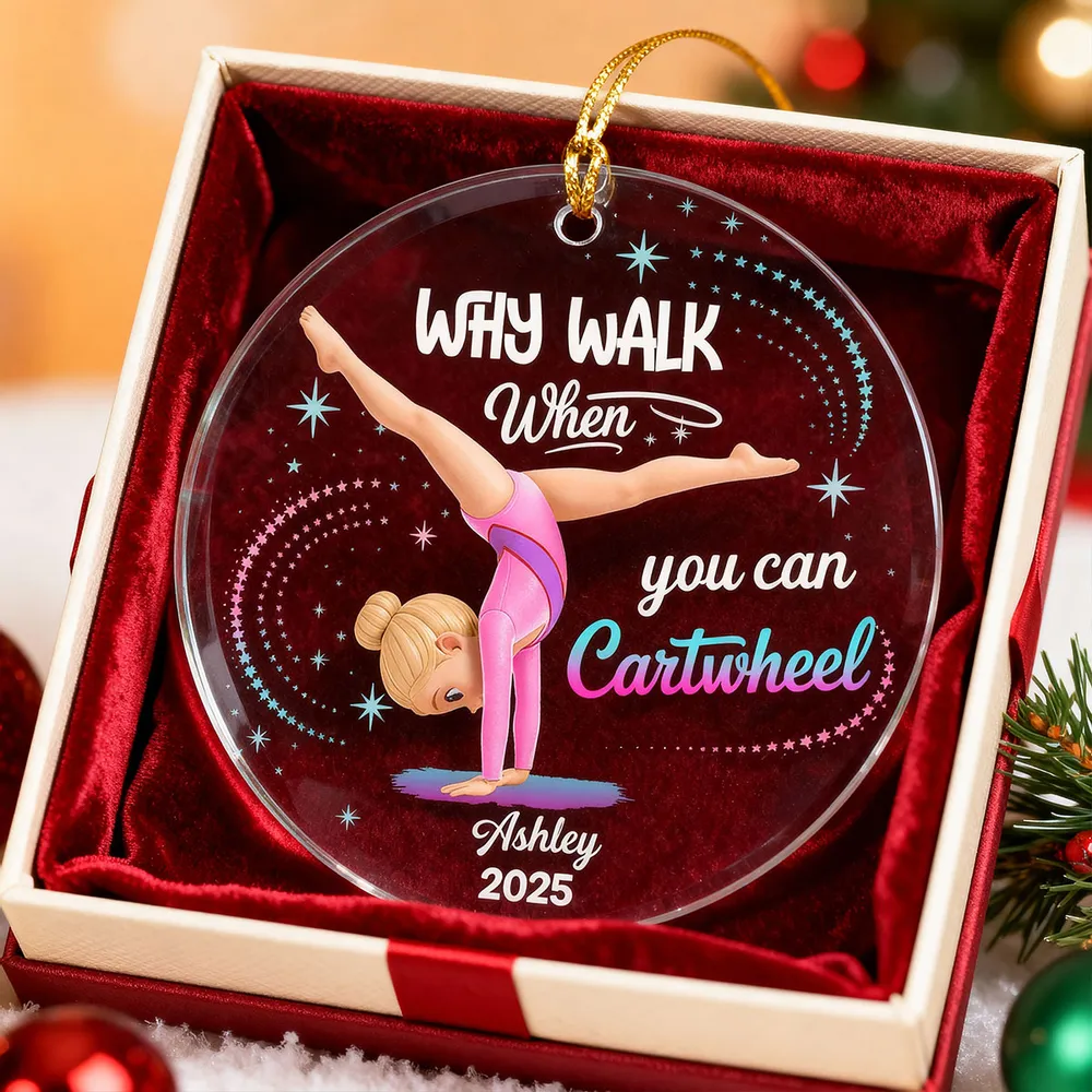 Personalized Acrylic Ornament Gymnast Cartwheel Girl Glitter Star Design Unique Gift For Daughter Or Granddaughter - Image 5