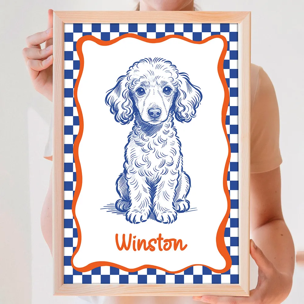 Personalized Dog Portrait Poster Modern Blue Line Art Wall Decor, Unique Creative Gift for Dog Lovers - Image 8