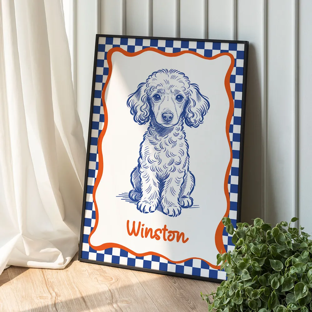 Personalized Dog Portrait Poster Modern Blue Line Art Wall Decor, Unique Creative Gift for Dog Lovers - Image 9