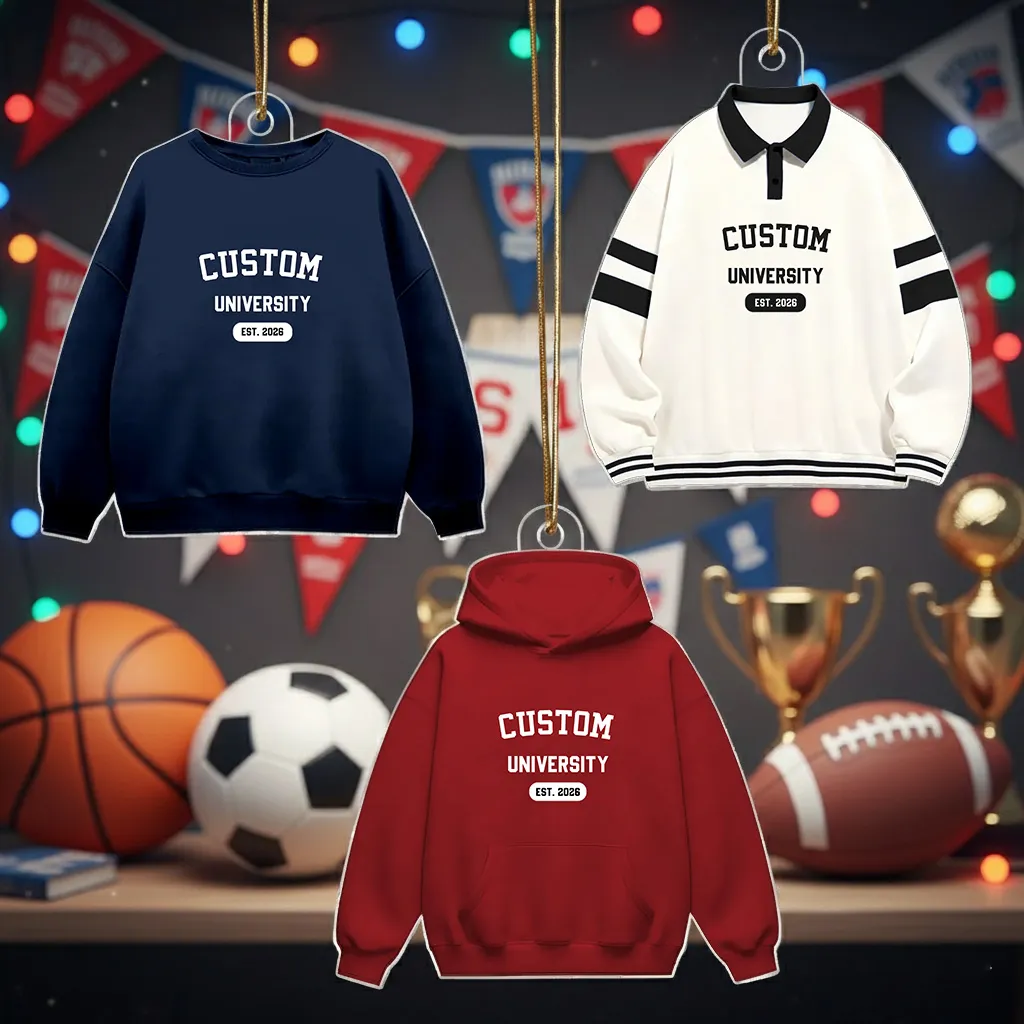 Personalized School Spirit Acrylic Ornament Custom University Sweater Look Holiday Decor Unique Gift