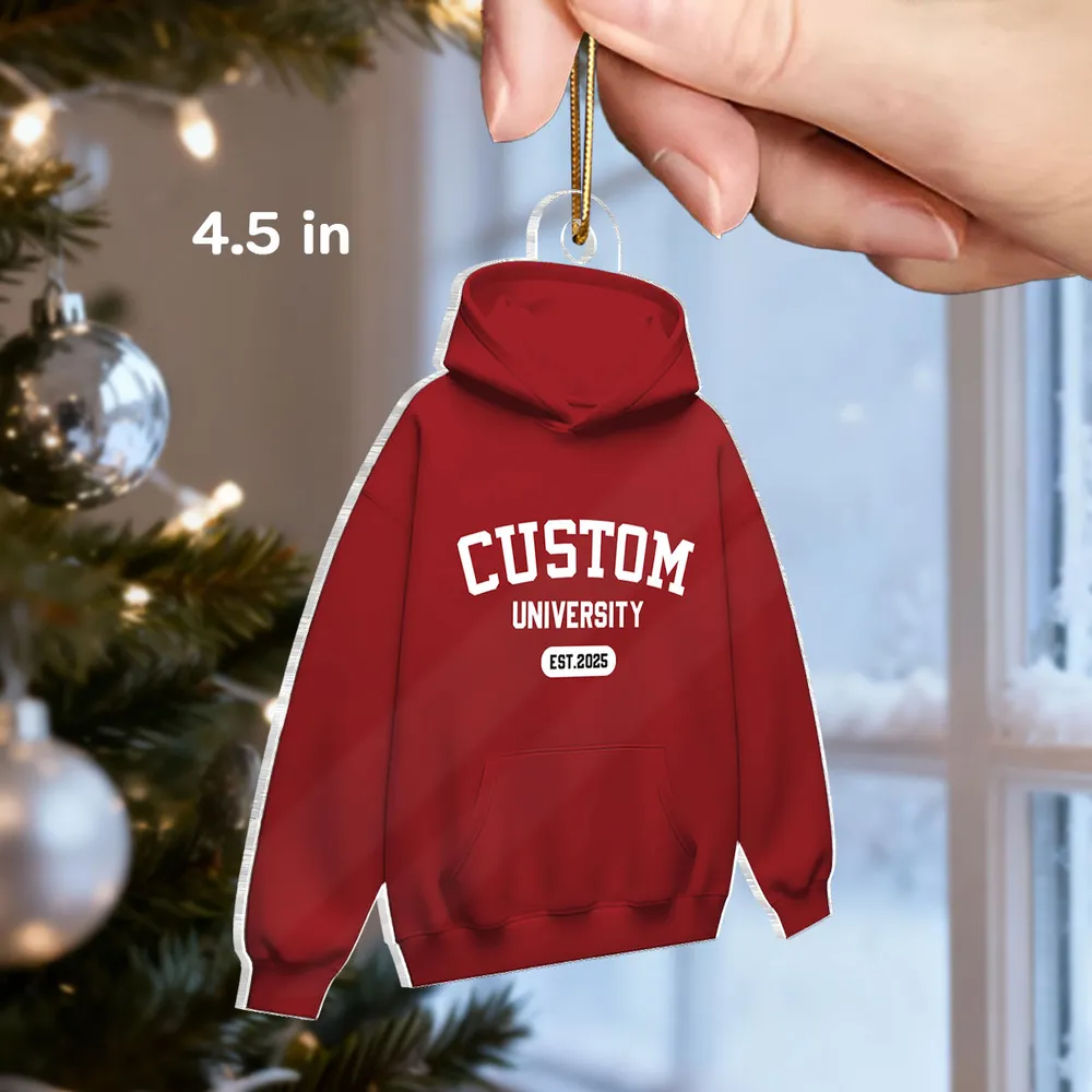 Personalized School Spirit Acrylic Ornament Custom University Sweater Look Holiday Decor Unique Gift - Image 3