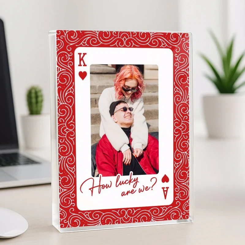 King and Queen How Lucky Are We Rectangle Acrylic Block Plaque Couple Photo Gift for Anniversary Valentine's Day - Image 6