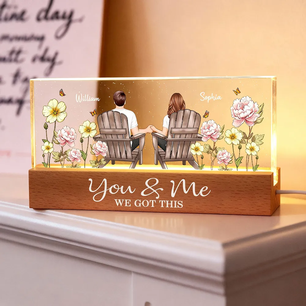 Personalized Block LED Light Plaque with Couple Holding Hands in Adirondack Chairs, Romantic Night Light Gift for Him or Her - Image 13