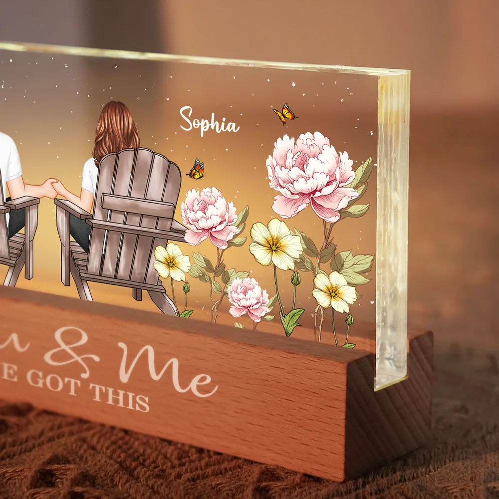 Personalized Block LED Light Plaque with Couple Holding Hands in Adirondack Chairs, Romantic Night Light Gift for Him or Her - Image 2