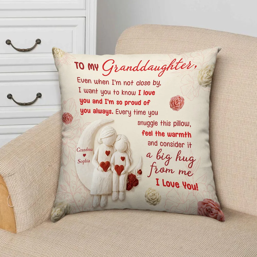 Personalized Square Pillow Grandmother and Granddaughter Hug Quote, I Want You to Know I Love You, Unique Gift - Image 3