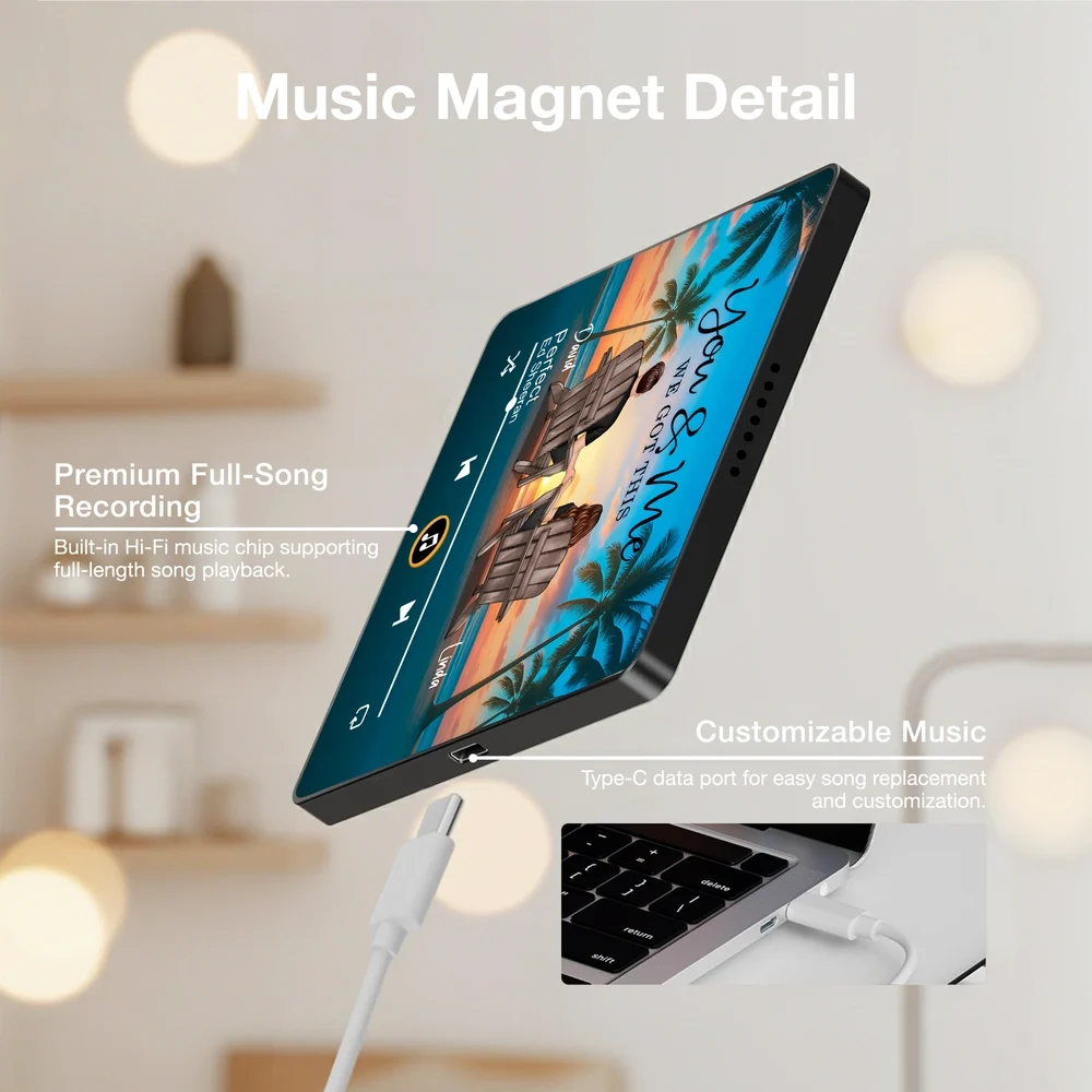Acrylic Music Magnet Personalized You & Me Beach Sunset Couple Gift A Creative Romantic Keepsake for Anniversary or Mother's Day - Image 6