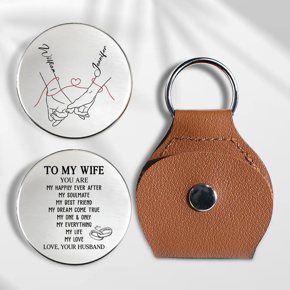 Personalized Pocket Hug Coin Pocket Hug for Wife, Holding Hands Line Art Love Token, Unique Romantic Gift Keepsake - Image 2