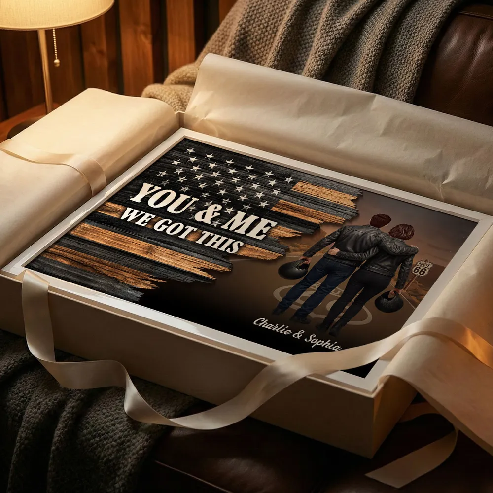 Riding Partners For Life Poster, Personalized Couple Wall Art With Bold Flag Look, Meaningful Gift For Bikers - Image 3