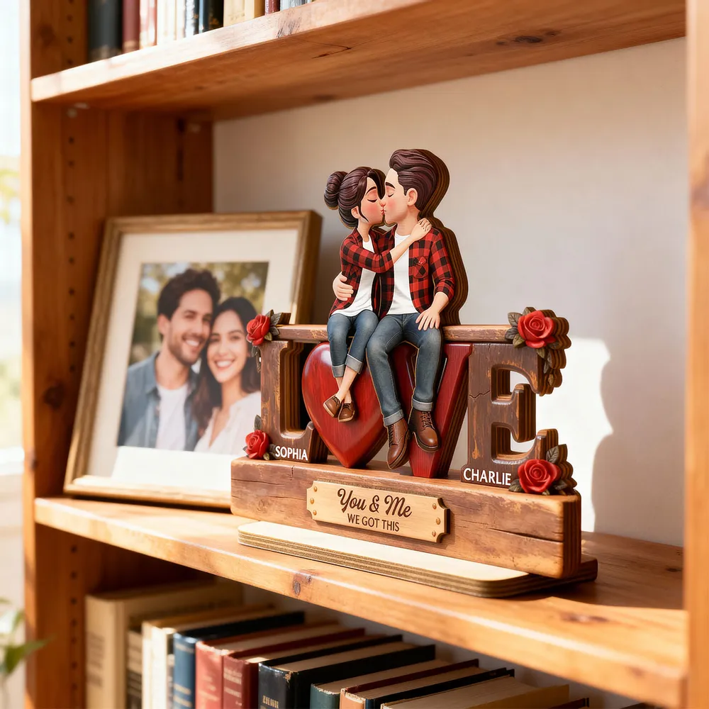 2-Layer Wooden Plaque Personalized for Couples, You & Me We Got This Kissing Scene, Sweet Romantic Keepsake, Creative Gift - Image 2
