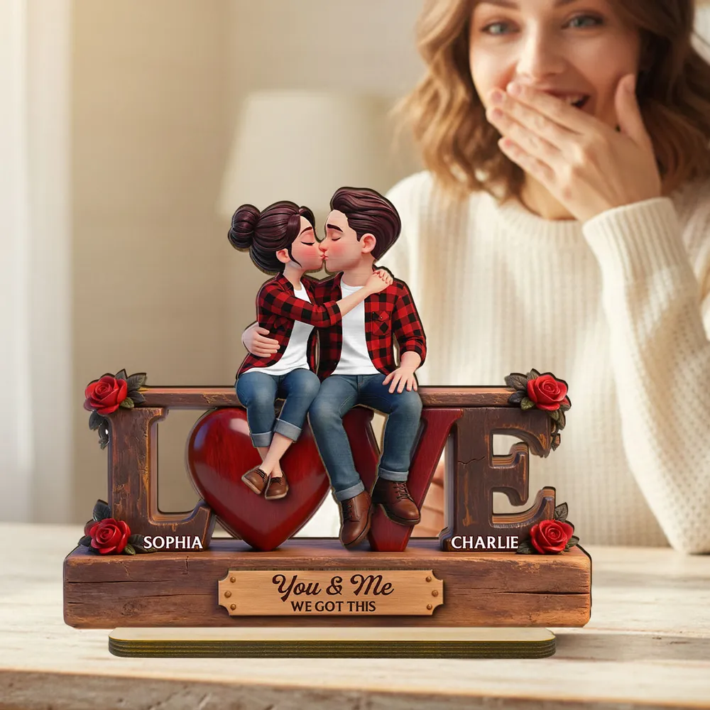 2-Layer Wooden Plaque Personalized for Couples, You & Me We Got This Kissing Scene, Sweet Romantic Keepsake, Creative Gift - Image 3