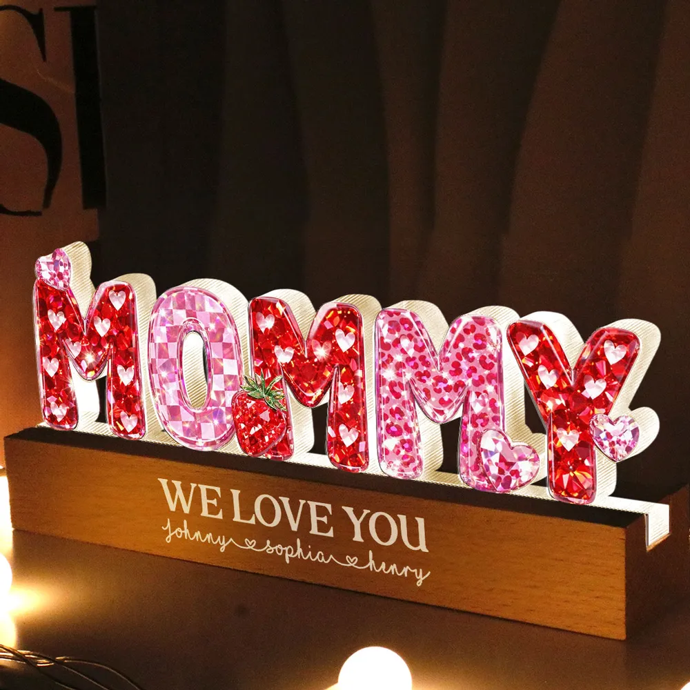 Personalized Shaped Acrylic Block LED Plaque with MOMMY Hearts, Sweet Room Decor, Unique Gift for Mom - Image 7