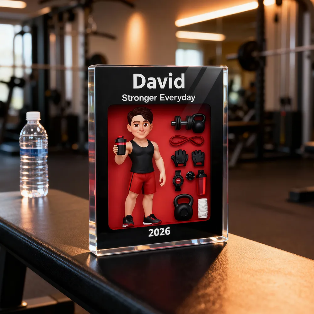 Rectangle Acrylic Block Plaque 'Stronger Everyday' Gym-Themed Desk Decor, Personalized Motivational Gift - Image 5