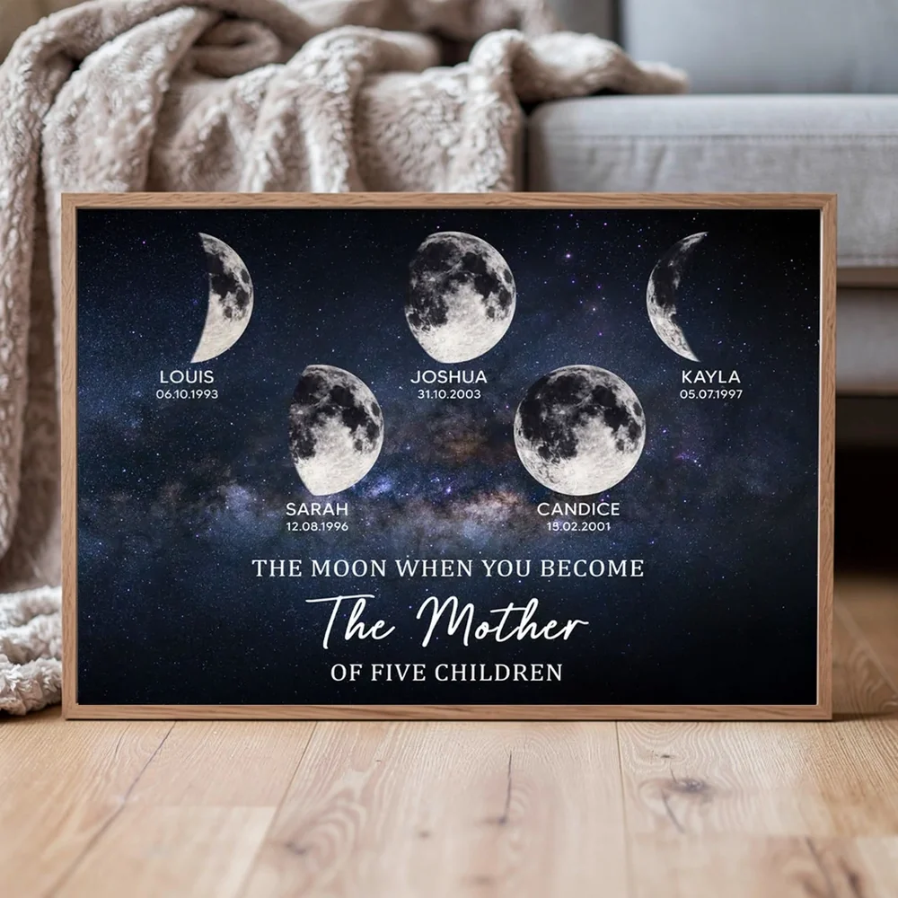 The Moon When You Become The Mother Poster, Personalized Starry Sky Wall Art, Meaningful Gift for Mom - Image 5