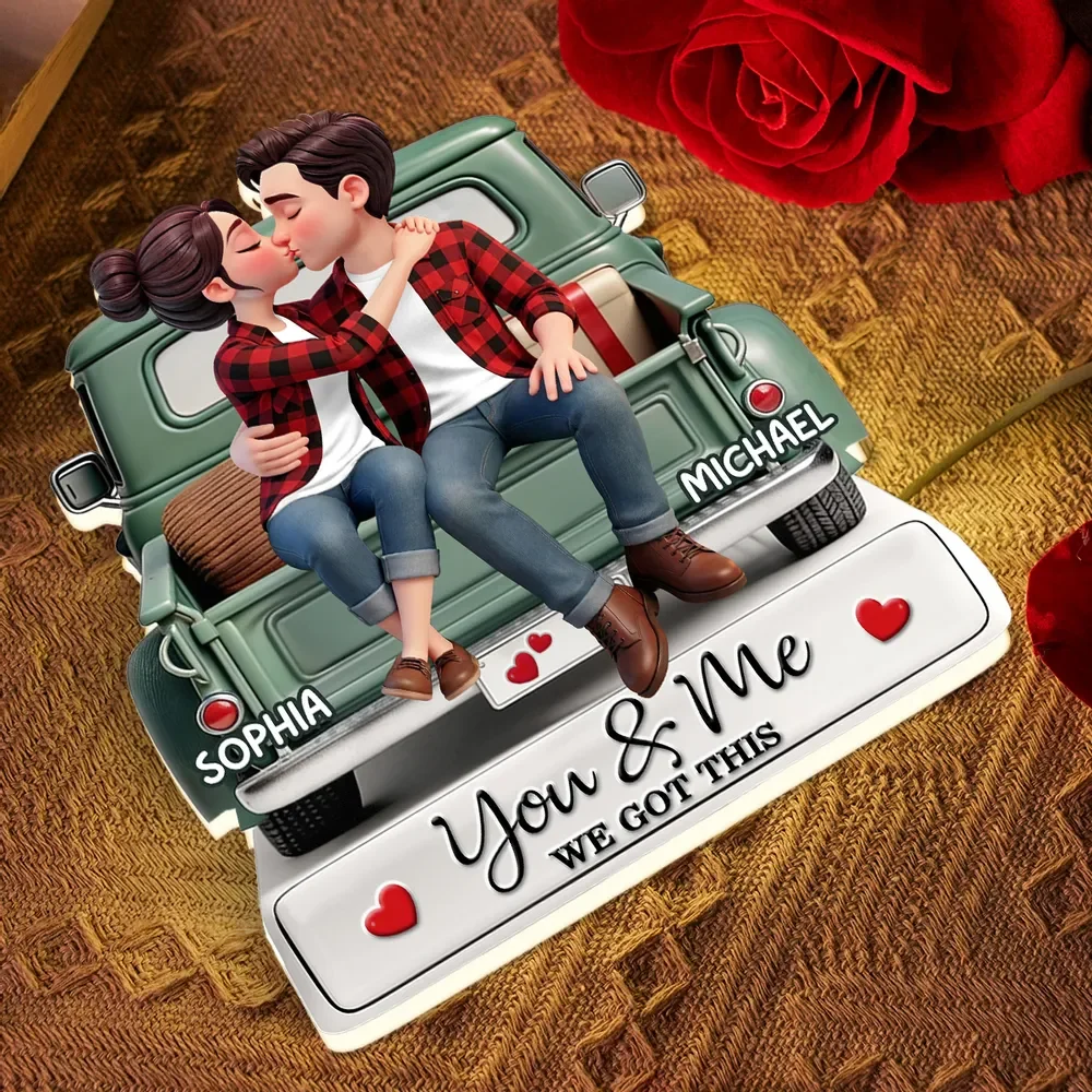 Personalized Acrylic Light Box Kissing Couple on a Truck Tailgate Warm Glow Bedroom Decor Unique Gift for Him or Her - Image 8