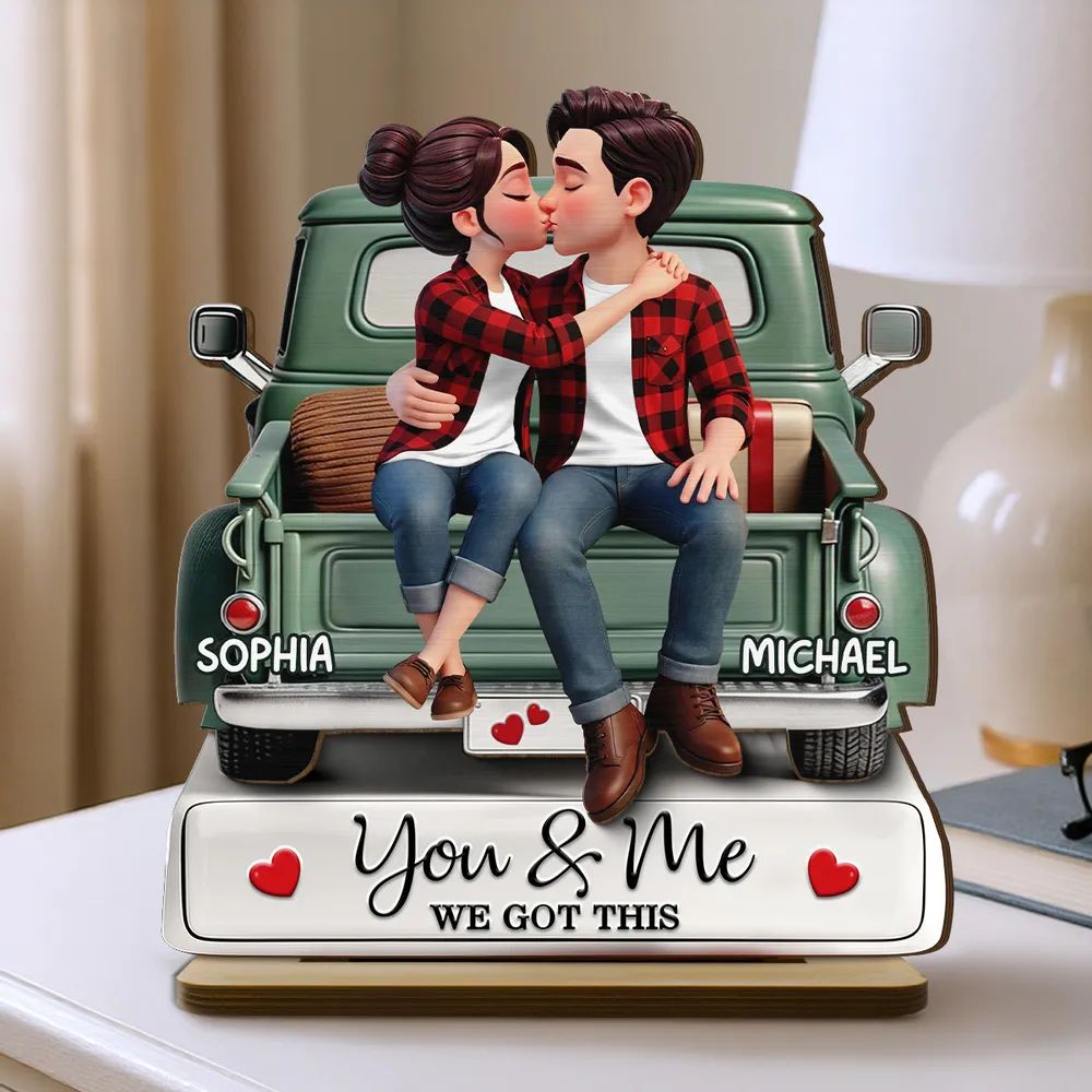 Personalized 2-Layer Wooden Plaque Couple Kissing on a Pickup Truck, You & Me We Got This, Unique Gift for Him or Her - Image 6