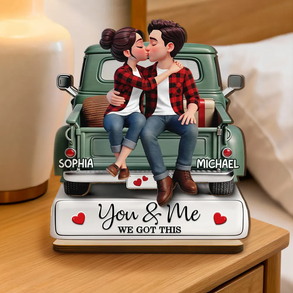 Personalized 2-Layer Wooden Plaque Couple Kissing on a Pickup Truck, You & Me We Got This, Unique Gift for Him or Her - Image 8