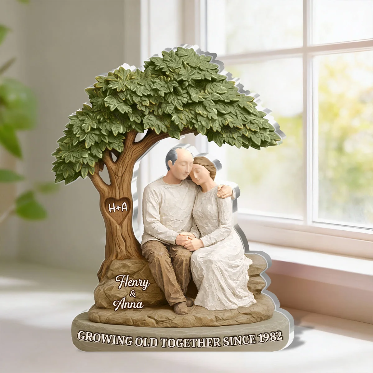 Shaped Acrylic Block Plaque Personalized Keepsake, Growing Old Together Couple Scene, Heartwarming Shelf Decor, Creative Gift - Image 5