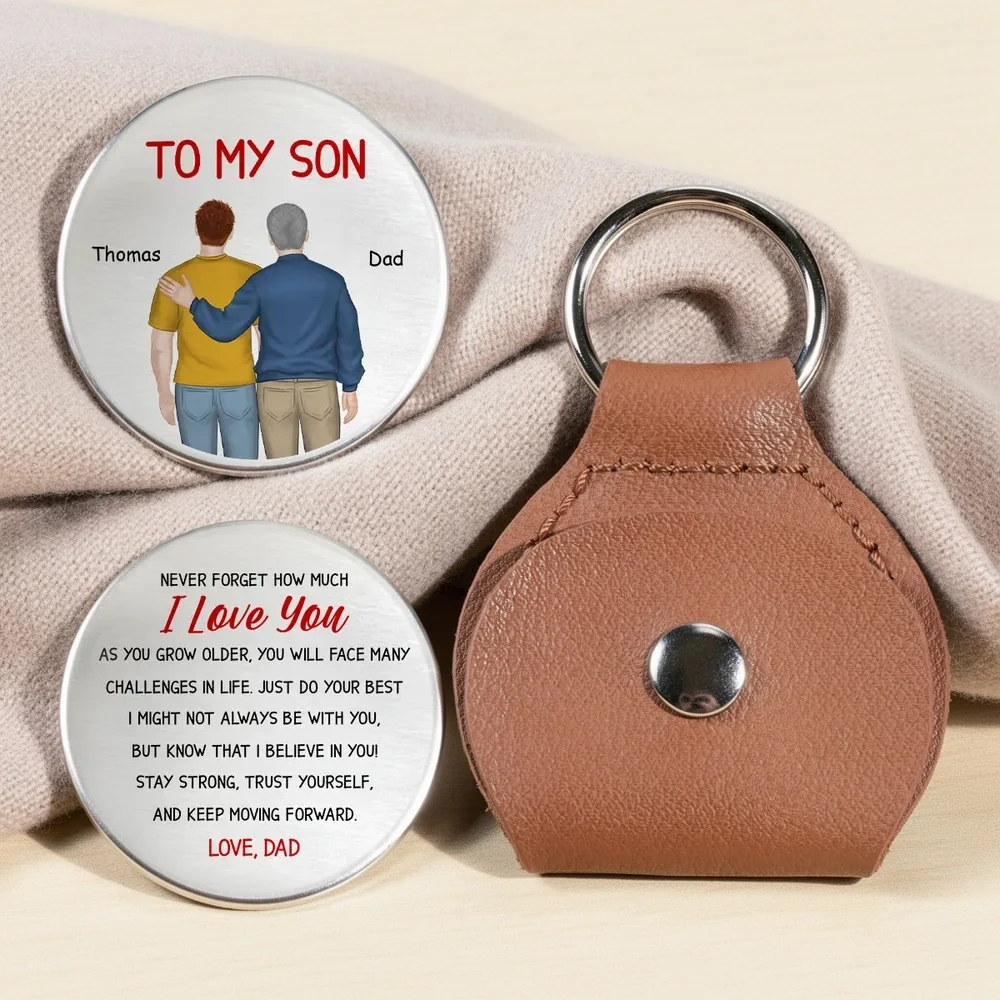 Personalized Pocket Hug for Son, Dad and Son Hugging Keepsake, Unique Encouragement Gift for Him