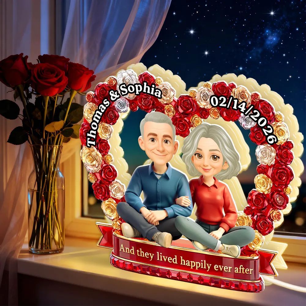 Personalized Acrylic Light Box Flower Heart Couple Night Light for Bedroom or Bookshelf Display, Unique Gift for Couples - Image 5
