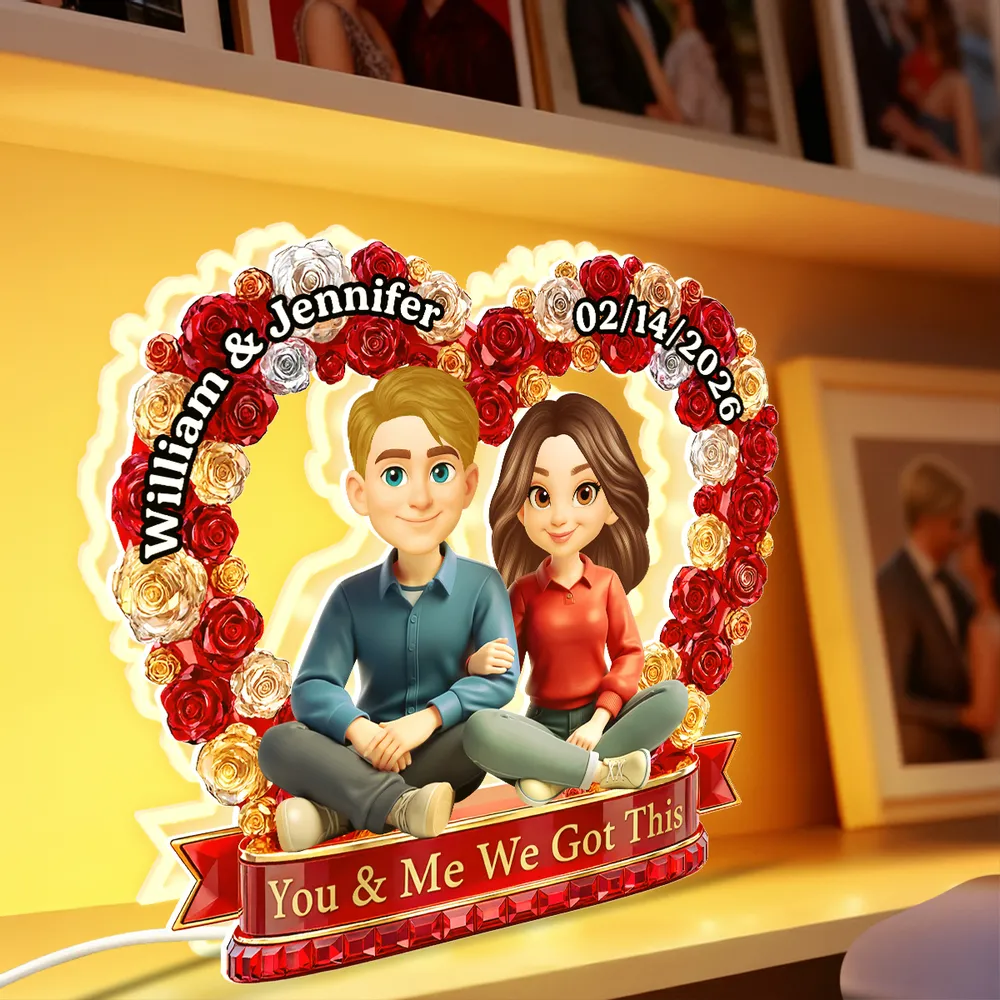 Personalized Acrylic Light Box Flower Heart Couple Night Light for Bedroom or Bookshelf Display, Unique Gift for Couples - Image 6