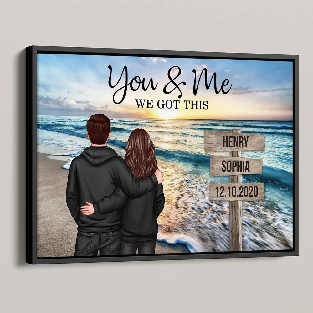 Personalized Couple Beach Sunset Poster, You & Me We Got This, Unique Romantic Gift for Husband or Wife - Image 7