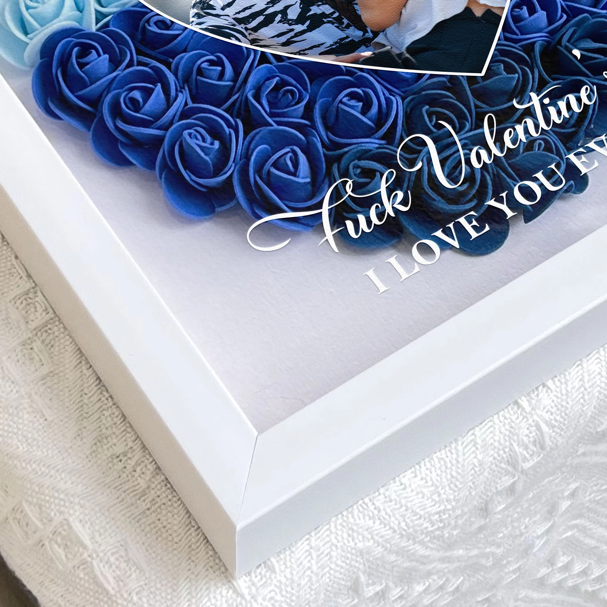 Personalized Flower Shadow Box with Heart Photo for Kissing Couple Romantic Home Display Unique Gift for Wife or Husband - Image 8
