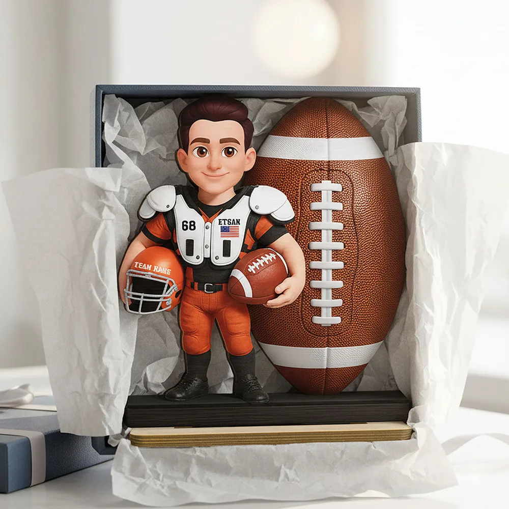 Proud Football Player 2-Layer Wooden Plaque, Personalized Keepsake for Players and Families, Heartwarming Gift - Image 3