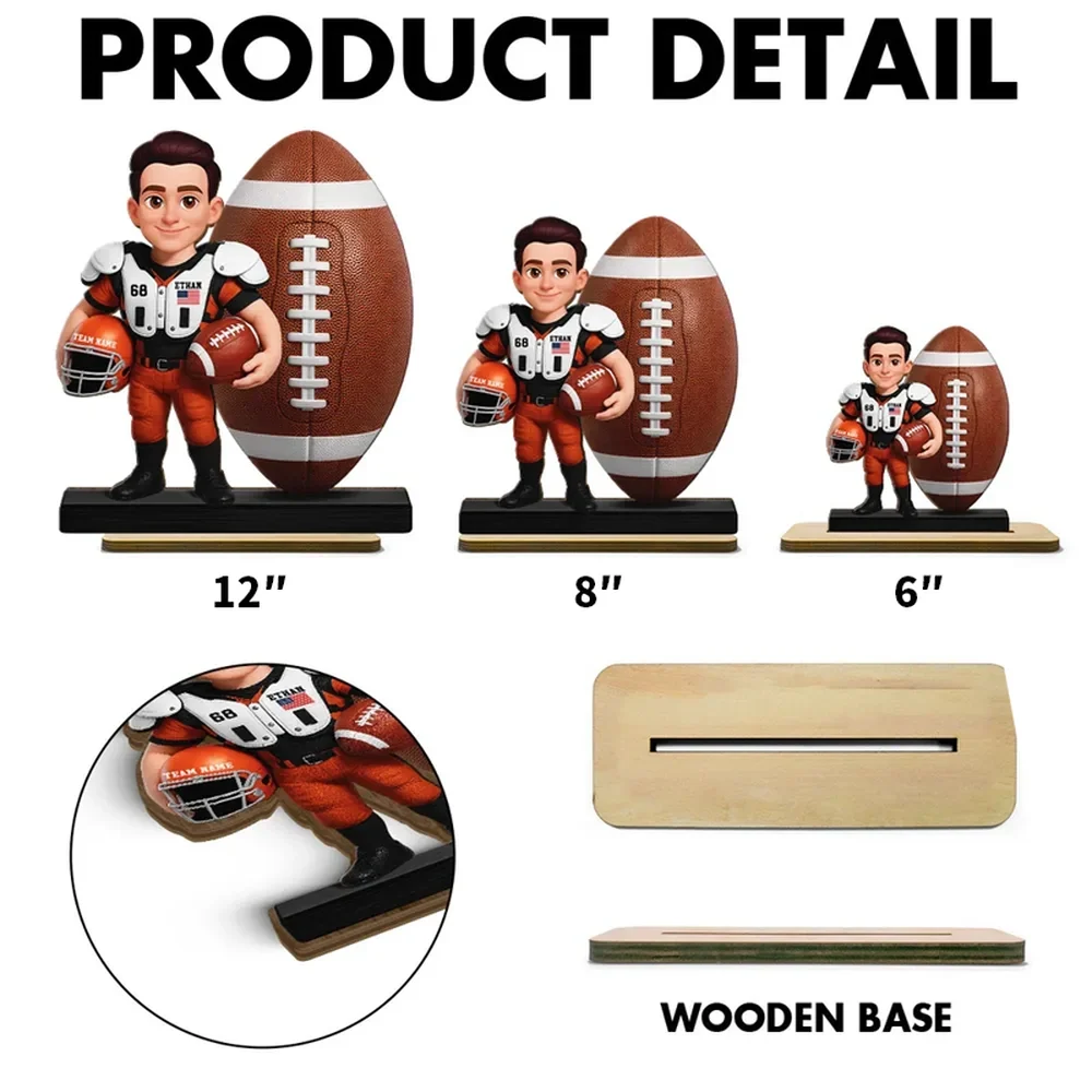 Proud Football Player 2-Layer Wooden Plaque, Personalized Keepsake for Players and Families, Heartwarming Gift - Image 7