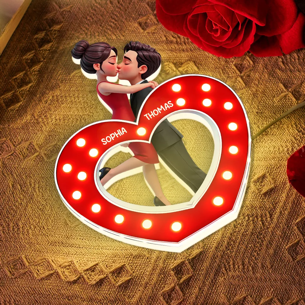 Romantic Heart Couple Hug Acrylic Light Box, Custom Keepsake Night Light for Bookshelf Display, Sweet Gift for Couples - Image 6