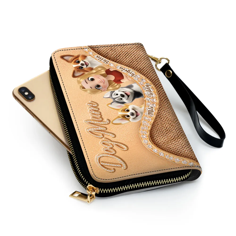 Personalized Dog Mom Leather Long Wallet, Custom Cartoon Woman & Puppy, Sleek Daily Carry, Unique Gift for Her - Image 6