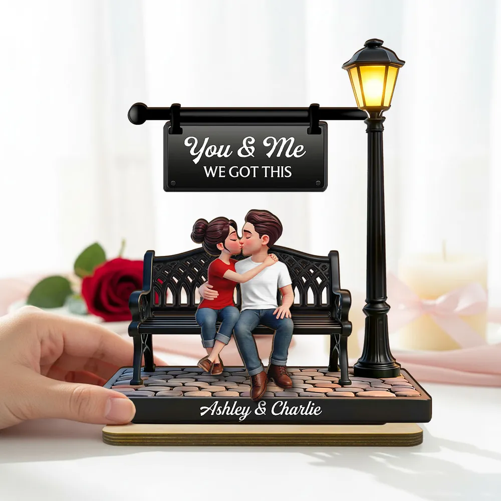 You & Me We Got This Personalized 2-Layer Wooden Plaque Sweet Couple Bench Kiss Keepsake A Heartwarming Gift for Couples - Image 5