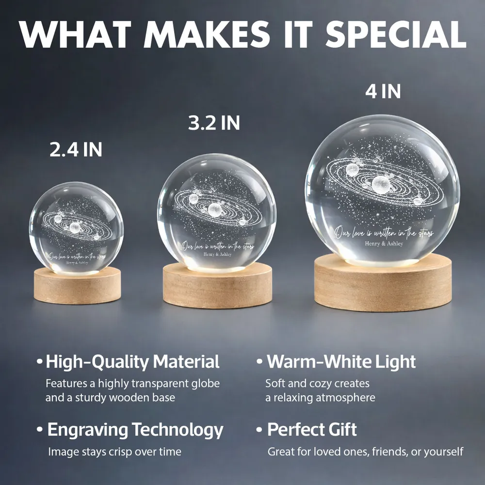 Personalized Globe Lamp with Starry Orbit Design Romantic Night Light Unique Gift for Couple - Image 7